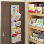 Over-The-Door Hanging Organizer – Set of 2, 5-Shelf with 4 Clear Plastic Pockets, Beige Utility Rack for Closet, Bedroom & Bathroom Storage