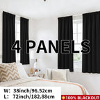 Blackout Curtains Rod Pocket 4-Panel Solid Color Lightweight Matte Drapes | 100% Light Blocking Window Curtains for Bedroom Living Room, 9 Colors 5 Sizes