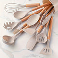 Silicone Kitchen Utensil Set 12 Piece with Wooden Handles - Non-Stick Heat Resistant Cooking Tools for Home, Dorm & Baking, Colorful Kitchen Gadgets Gift Set
