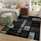 Modern Bohemian Geometric Area Rug - Grey and Black Thick Rectangular Large Carpet Soft Non-Slip Machine Washable for High-Traffic Areas and Bedrooms