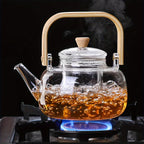 Glass Teapot with Removable Infuser 1000ml 33.81oz High Borosilicate Stovetop Safe for Open Flame & Electric Cooktop Loose Leaf & Herbal Tea Transparent