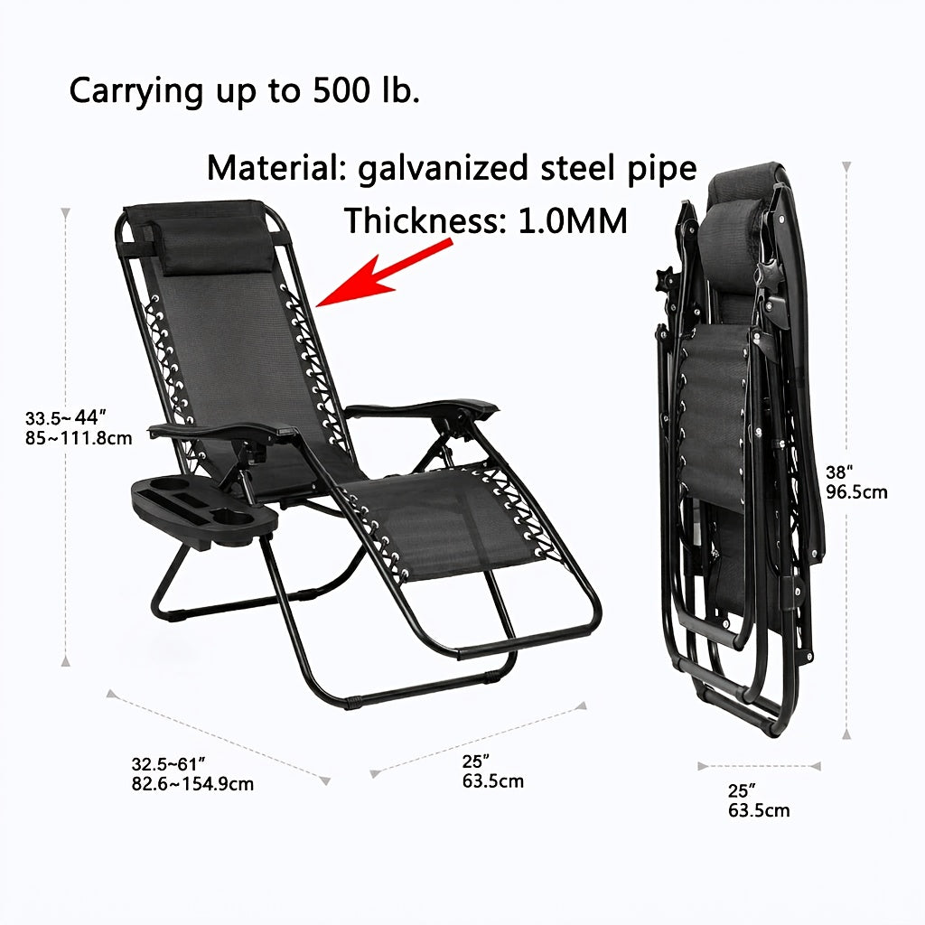 Set of 2 Zero Gravity Recliner Lounge Chairs with Cup Holder Tray – Adjustable Outdoor Relaxing Chairs for Patio, Lawn, Garden & Beach | 7 Color Options