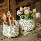 Pine Cone Ceramic Kitchen Tool Holder – Three-Legged Utensil Crock & Decorative Storage Jar for Countertop, Desk & Home Organizer | Personalized Ornament Jar