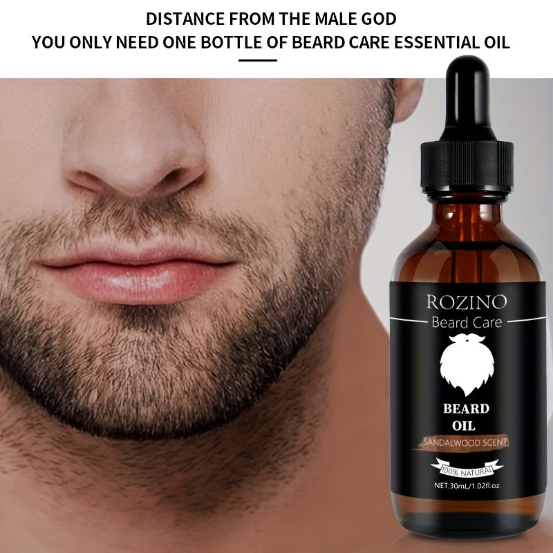 Sandalwood Beard Care Essential Oil 30ml, Plant-Based Beard Oil for Men, Moisturizes Softens & Smooths Facial Hair for a Polished Well-Groomed Look