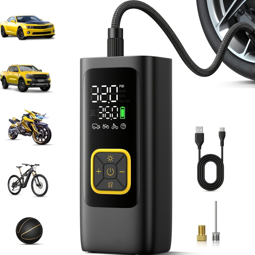 Cordless Tire Inflator 210PSI 22-Cylinder Digital Pressure Gauge Rechargeable LED Light Portable Air Pump for Car Motorcycle Bicycle Ball