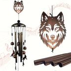 Wolf Wind Chimes Outdoor Metal – Unique Wolf Gift for Women & Men, Memorial Sympathy Birthday Gift, Patio Garden Porch & Yard Decor