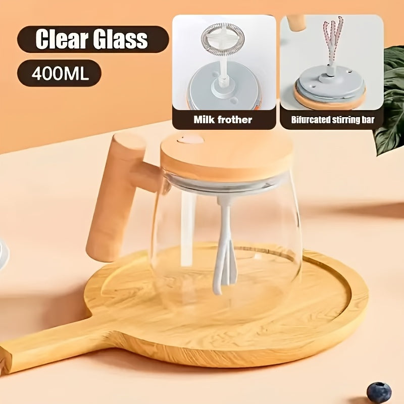 Electric Self-Mixing Mug 13.53oz Borosilicate Glass Auto Stirring Coffee Mug 6000 RPM Battery Powered for Coffee Milk Protein Powder