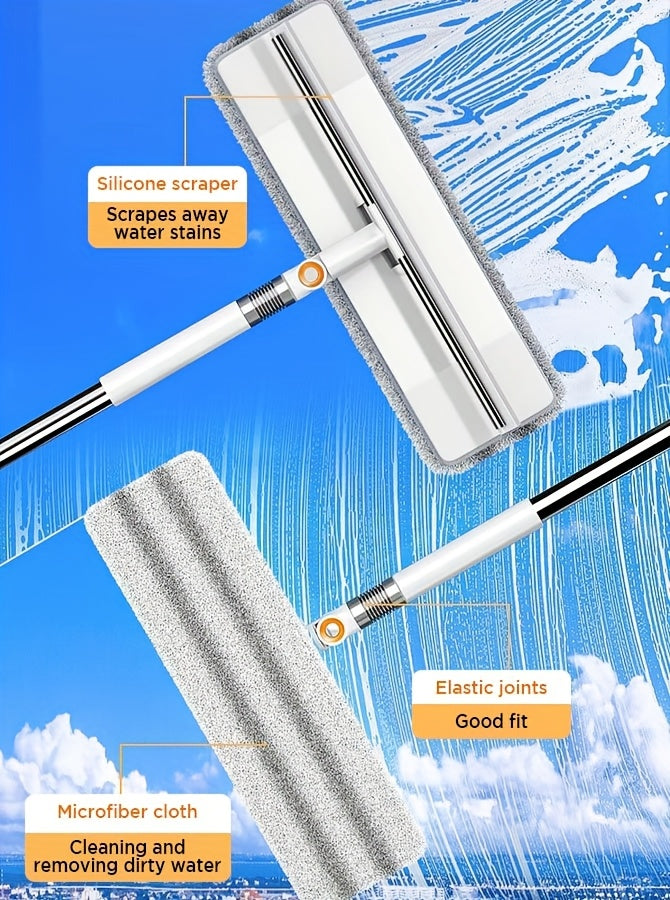 Window Squeegee Cleaner with Extendable Long Handle, 2-in-1 Scrubber & Squeegee Set for Glass, Car Windshield, Floors & High Windows – Streak-Free, Wet & Dry Use, Microfiber Cloth Included
