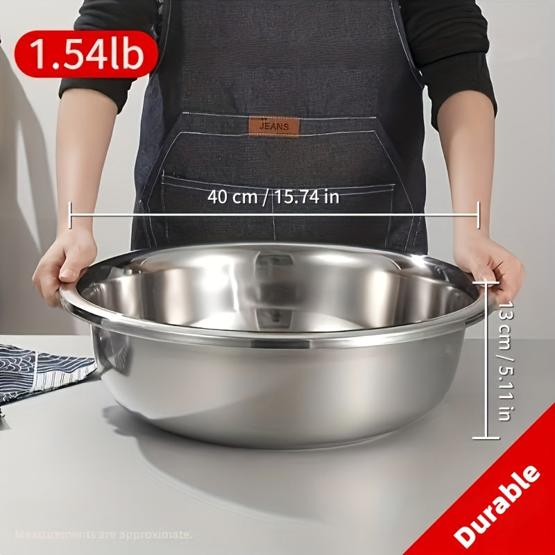 Extra Large Stainless Steel Mixing Bowl – Heavy-Duty Deep Prep Basin for Cooking, Baking, Salad & Dough | 36cm / 40cm | Rustproof, Dishwasher Safe Kitchen Essential