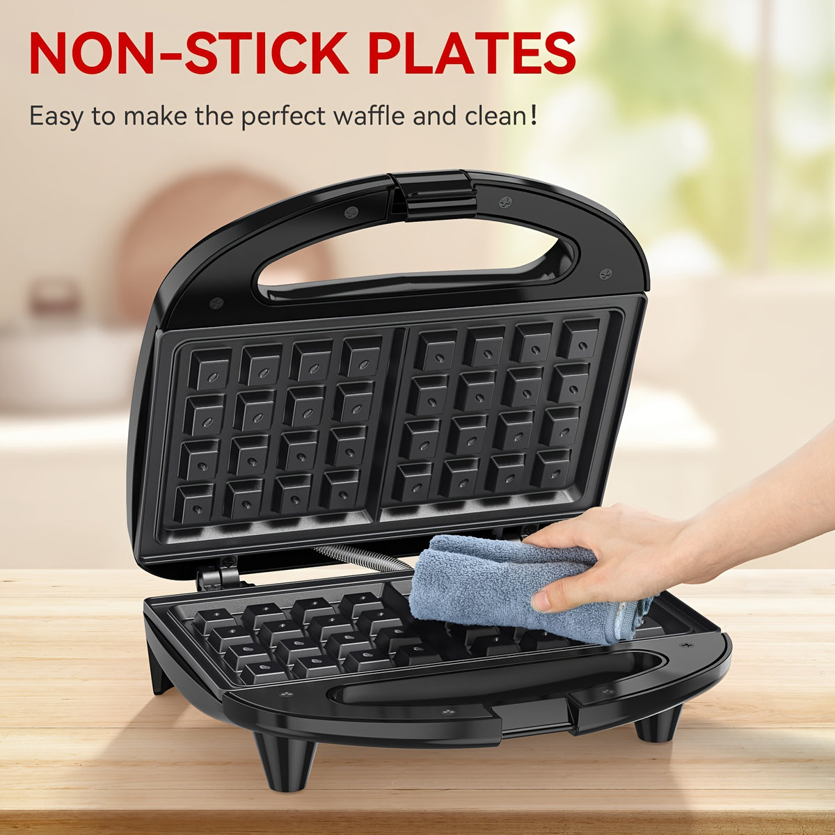 2-Slice Belgian Waffle Maker | Nonstick PFOA-Free Waffle Iron with Indicator Lights | 750W Quick Heating for Breakfast & Snacks