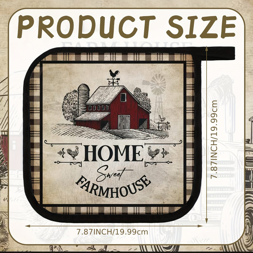 Farmhouse Rooster Pot Holders Set of 12 with Pocket - Heat Resistant Polyester Oven Mitts Hot Pads and Cookie Bags for Baking Cooking and Gifting - Fun Kitchen Potholder Gift Set