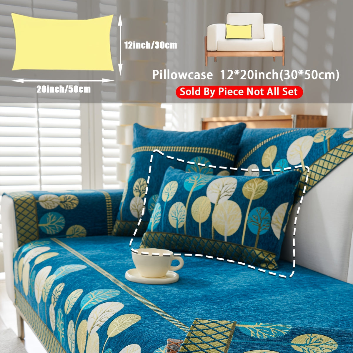 Bohemian Chenille Sofa Cover Tree Embroidery Print Thick Non-Slip Pet Friendly One-Piece Couch Protector Armchair Loveseat 3 4 Seater