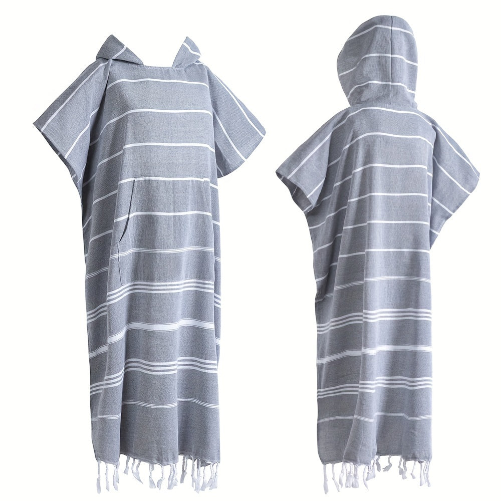 Hooded Surf Poncho Wearable Beach Towel Quick Dry Cotton Changing Robe Sandproof Lightweight for Swimming Diving Surfing Beach Bathing S L Multi Colors