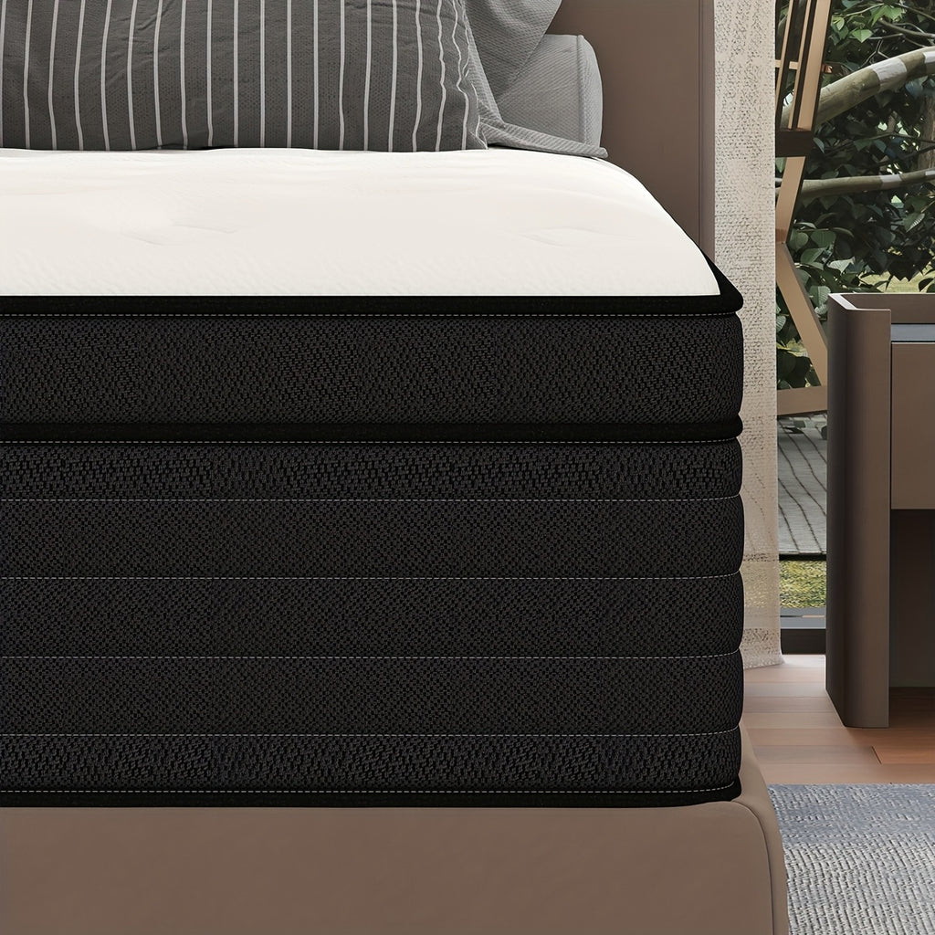 Hybrid Mattress Bed-in-a-Box | 10", 12" & 14" Pocket Spring + Memory Foam, Spinal Support, Fire-Resistant – Twin, Full, Queen, King