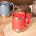 Insulated Coffee Mug Stainless Steel 16.91oz - Double Wall Vacuum Thermos Cup with Lid, Hot & Cold Travel Mug for Camping Outdoor Home, Red Khaki Blue, Holiday Birthday Gift
