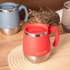Insulated Coffee Mug Stainless Steel 16.91oz - Double Wall Vacuum Thermos Cup with Lid, Hot & Cold Travel Mug for Camping Outdoor Home, Red Khaki Blue, Holiday Birthday Gift