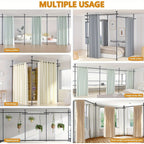 Adjustable Tension Room Divider Curtain Rod – No Drilling, 28–171" Wide, 4–10 ft Floor-to-Ceiling, Heavy Duty, Black & White (Curtains Not Included)