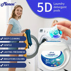 5-in-1 Laundry Detergent Pods, Ocean Breeze Scent, 8X Cleaning Power – HE Compatible Stain & Odor Eliminator Liquid Capsules, Fabric Safe, 60 / 120 Count