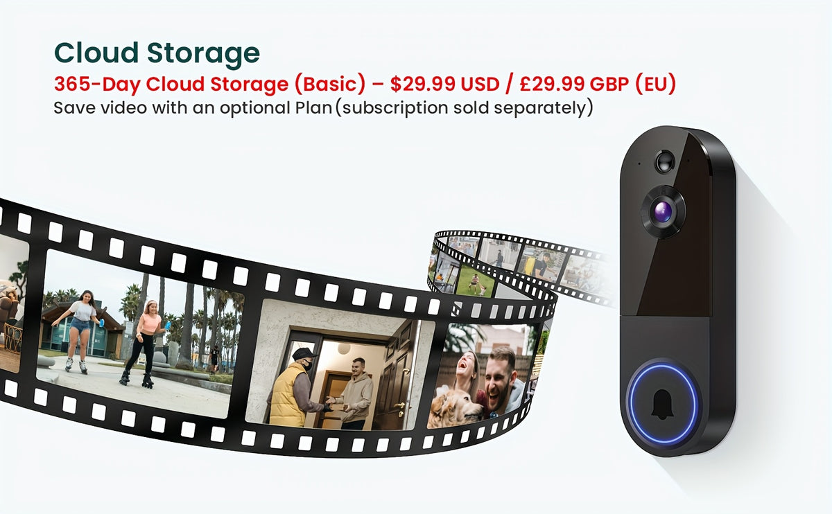 1080P Video Doorbell Camera Wireless – Intelligent Body Detection, Two-Way Audio, Infrared Night Vision, Cloud Storage, Real-Time View, 5200mAh Battery, Black Linen