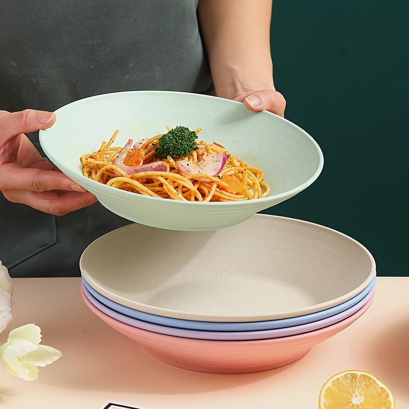 Colorful Wheat Straw Dining Plates 10-Pack – Anti-Drop Reusable Plates, Dishwasher & Microwave Safe for Home & Kitchen