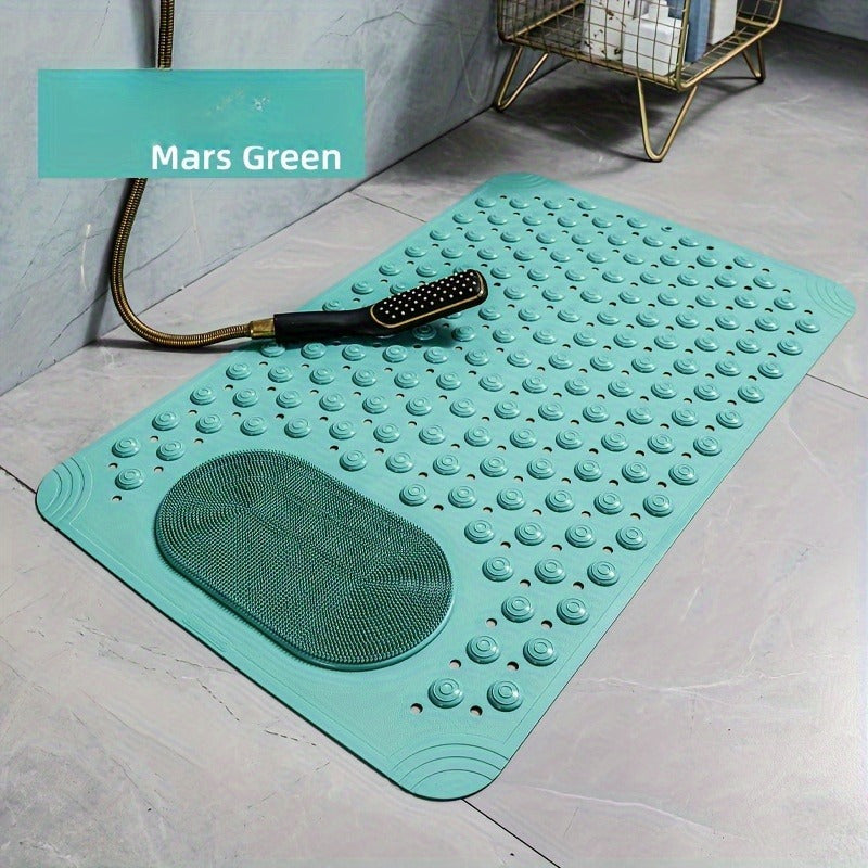 Non-Slip Bath Mat with Massage Buttons - Anti-Slip PVC Shower & Bathtub Safety Pad, 0.35" Thick, Polka Dot Pattern, Rectangular Bathroom Mat for Shower, Tub & Wet Floors - 6 Colors