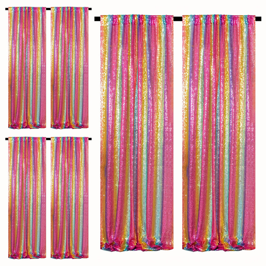 Sequin Backdrop Curtains – Glitter Party & Wedding Background Panels, 2ft×8ft per Panel, 4/6/8 Panel Sets, 29 Colors for Birthday, Stage, Bridal & Event Decor
