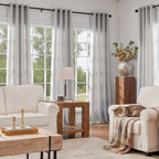 100% Blackout Curtains - 4 Panel Set, Boho Rustic Textured Grommet Drapes for Living Room & Bedroom, Privacy & Room Darkening, 4 Colors