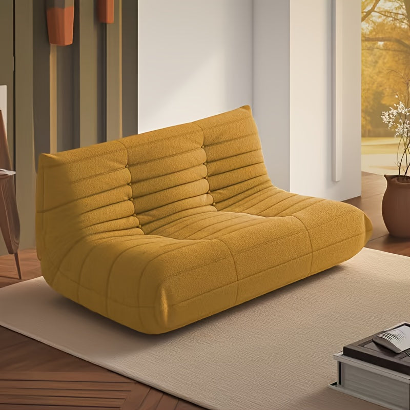 Caterpillar Floor Bean Bag Sofa – Teddy Velvet High-Density Foam Ergonomic Lounge Sofa, 1-2-3 Person, for Living Room Bedroom Game Room, Multiple Colors