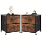 Nightstand with 2 Drawers & Removable Fabric Bins - Small Bedside Dresser for Bedroom, Dorm, Entryway & Small Spaces, 1pc or 2pcs Set, 4 Colors