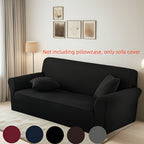 Stretch Sofa Cover Solid Color High Elasticity Anti-Slip Rod Slim Fit Couch Slipcover Machine Washable 1 2 3 4 Seater Black Burgundy Navy Grey