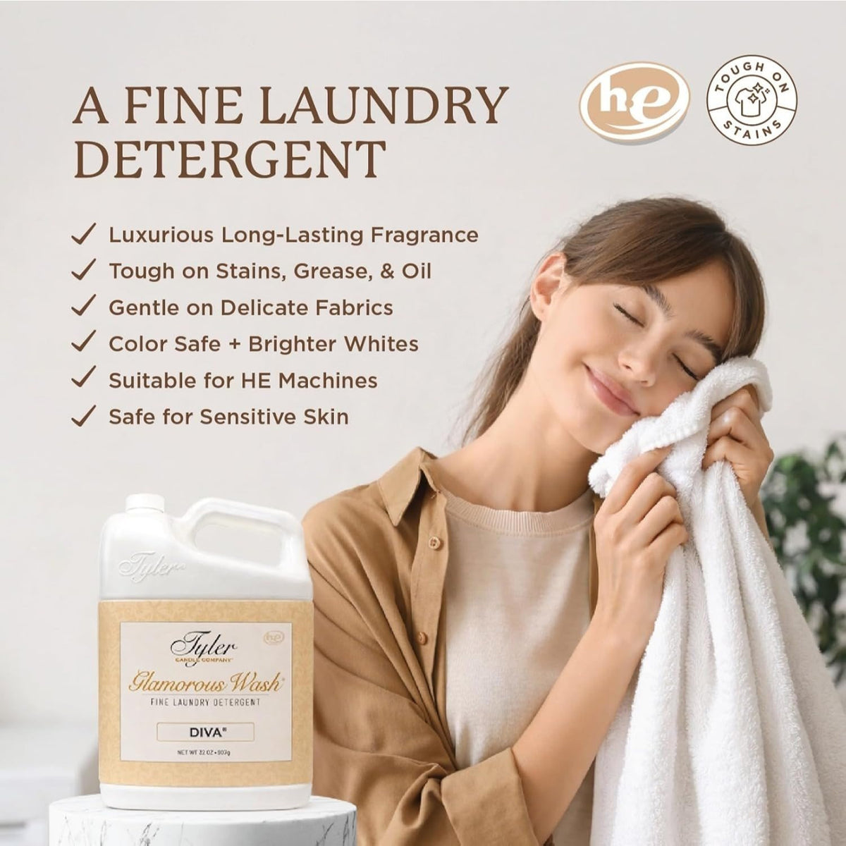 Luxury Scented Laundry Detergent Set, Diva Fragrance Fine Liquid Wash 32oz with Dryer Sachets & Stain Remover Pen, Hand & Machine Safe for Delicates Linens Clothing