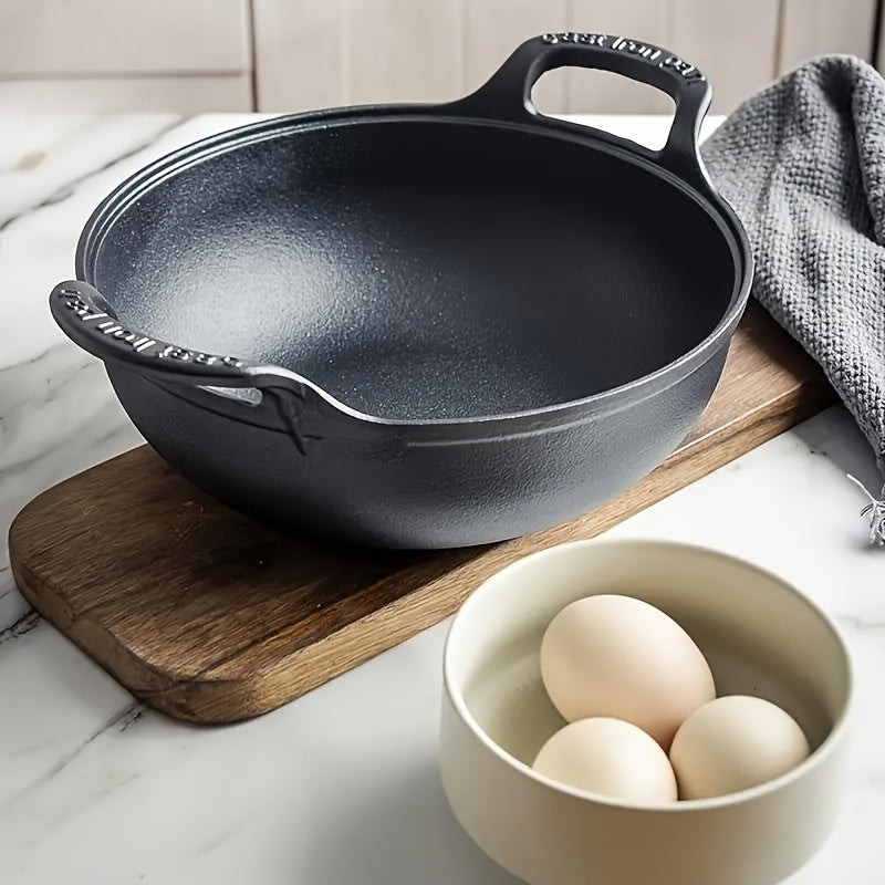 Heavy Duty Cast Iron Skillet 7.87in 20cm Dual Handle Nonstick No Lid Even Heat for Home BBQ Camping Oven Stovetop Grilling Steaks Baking
