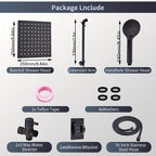 3-Way Rain Shower Head System Dual Heads with Handheld Spray High Pressure Extension Arm 8 10 12 Inch Black Chrome