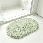 Chenille Oval Non-Slip Bathroom Mat Super Absorbent Soft Plush Floor Mat – Machine Washable, Anti-Slip Backing, 5 Colors 6 Sizes for Bathroom Kitchen Pet Use