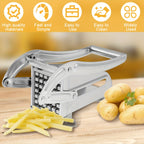 French Fry Cutter with 36 & 64 Hole Blades - Stainless Steel Potato Chipper Manual Slicer Dicer for Homemade Fries, Chips & Vegetables
