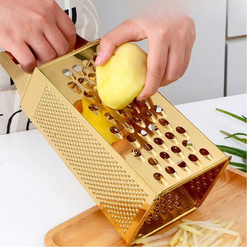 4-in-1 Mandoline Vegetable Slicer Stainless Steel – Manual Food Slicer with Anti-Slip Handle for Home Kitchen, Julienne, Dice & Grate