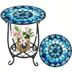 13.5 Inch Round Side Table Indoor Outdoor – Space-Saving Modern Accent Table for Patio Balcony Living Room Sofa Garden