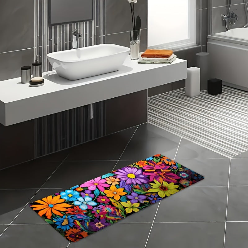 Vibrant Floral Kitchen Mat – Soft, Non-Slip & Machine Washable | 3 Sizes