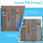 5 FT Freestanding Pegboard Room Divider | Wood Folding Privacy Screen & Display Board Organizer with Support Feet – White, Black, Natural, Grey | Craft Shows, Retail & Home