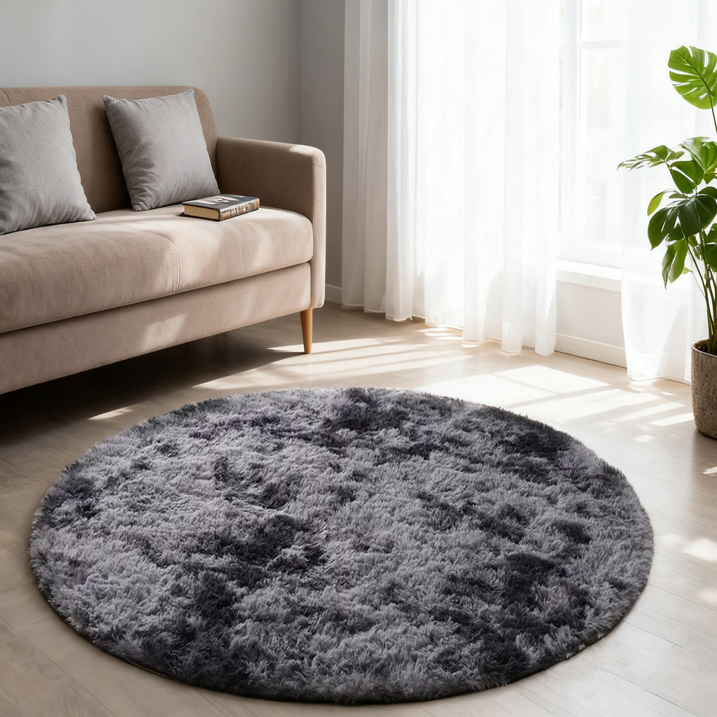 Tie Dye Round Area Rug Soft Plush Shaggy Circle Floor Mat Non-Slip for Living Room Bedroom Dorm – Boho Rainbow & Solid Colors 4x4 5x5 6x6 7x7 8x8 Ft | Home Decor Aesthetic