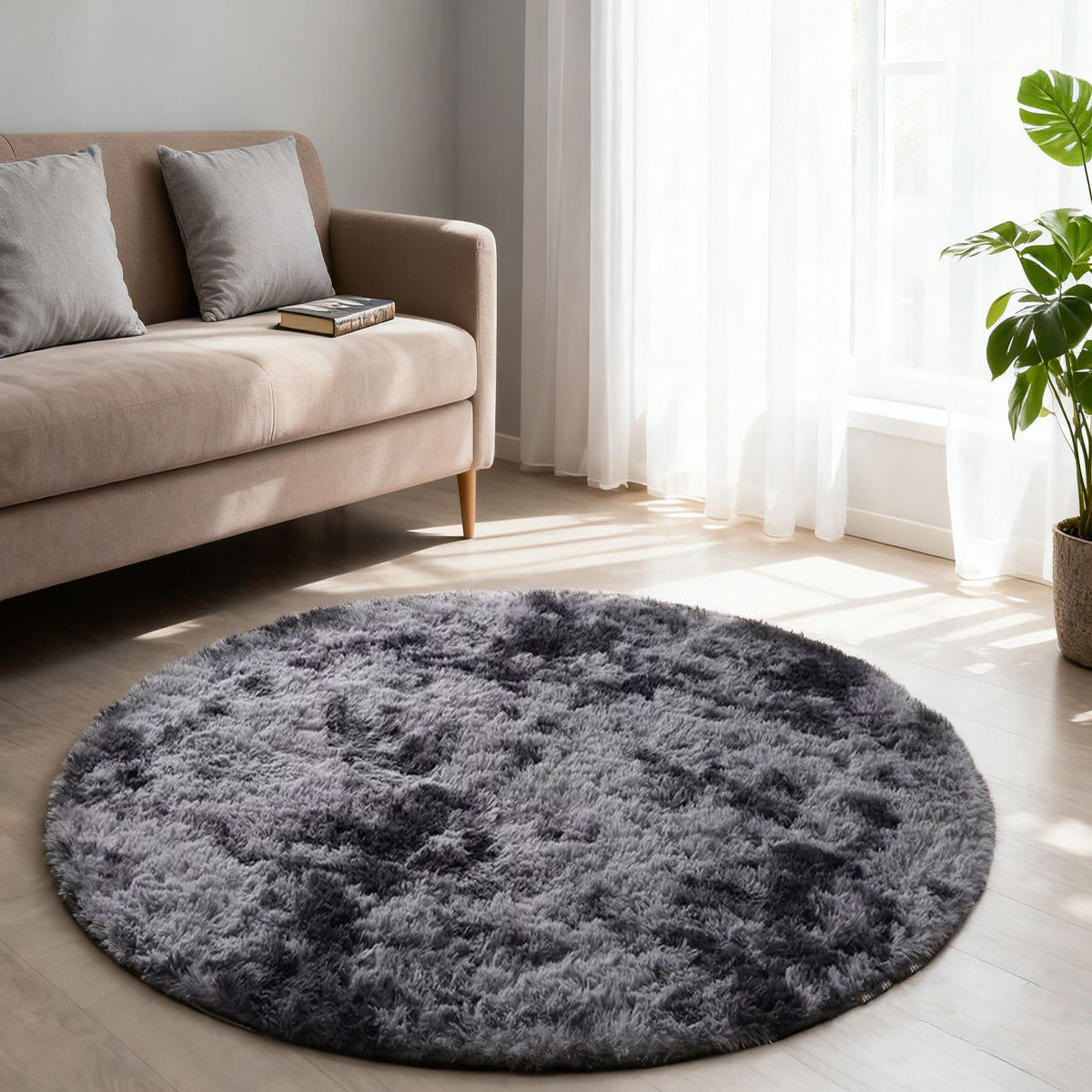 Tie Dye Round Area Rug Soft Plush Shaggy Circle Floor Mat Non-Slip for Living Room Bedroom Dorm – Boho Rainbow & Solid Colors 4x4 5x5 6x6 7x7 8x8 Ft | Home Decor Aesthetic