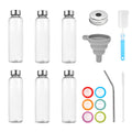 18oz Glass Juice Bottles with Stainless Steel Lid – Leakproof Reusable Clear Bottles for Juice, Beverage, Fridge & Travel | 6-Pack & 8-Pack