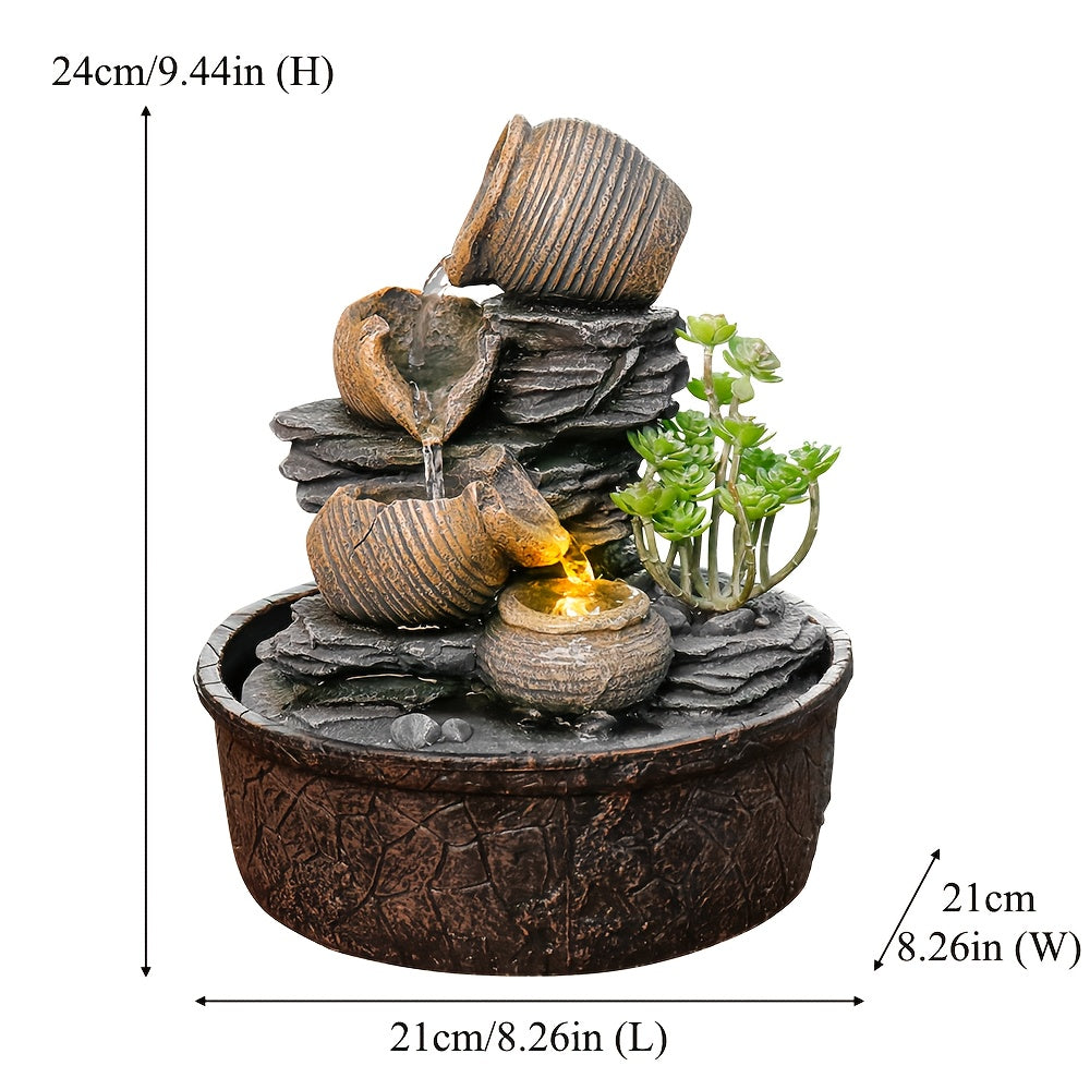 Three-Tier Tree Shaped Desktop Fountain – Flowing Water Feature Ornament for Office, Home & Living Room | Tabletop Zen Waterfall Decor | Art & Leisure Style Boss Desk Decoration Gift