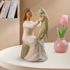 Hand-Painted Girl & Cat Resin Statue – Collectible Kitten Companion Figurine | Thoughtful Memorial Gift for Cat Lovers, Mom & Cat Ladies | Decorative Sculpture for Home, Shelf & Desktop