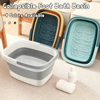 Collapsible Foot Bath Basin for Soaking Feet - Foot Soak Tub with Handles & Massage Acupoints, 3.96 Gal Foldable Plastic Foot Bucket for Pedicure & Home Spa Relief - Green, Grey, Pink & Yellow