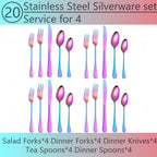 60-Piece Rainbow Titanium Flatware Set for 12 – Mirror Polished 304 Stainless Steel Cutlery with Knives, Forks & Spoons – Dishwasher Safe, Vibrant Colors – Gift for Thanksgiving & Christmas