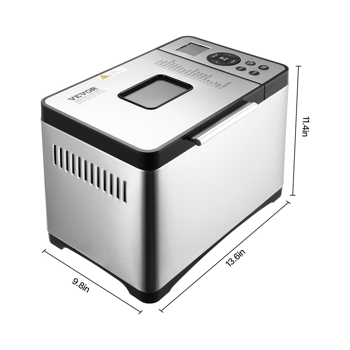 Bread Maker Machine 19-in-1 with Ceramic Non-Stick Pan, 15-Hour Timer, 3 Crust Colors, Auto Keep-Warm – Up to 2 LB Loaf