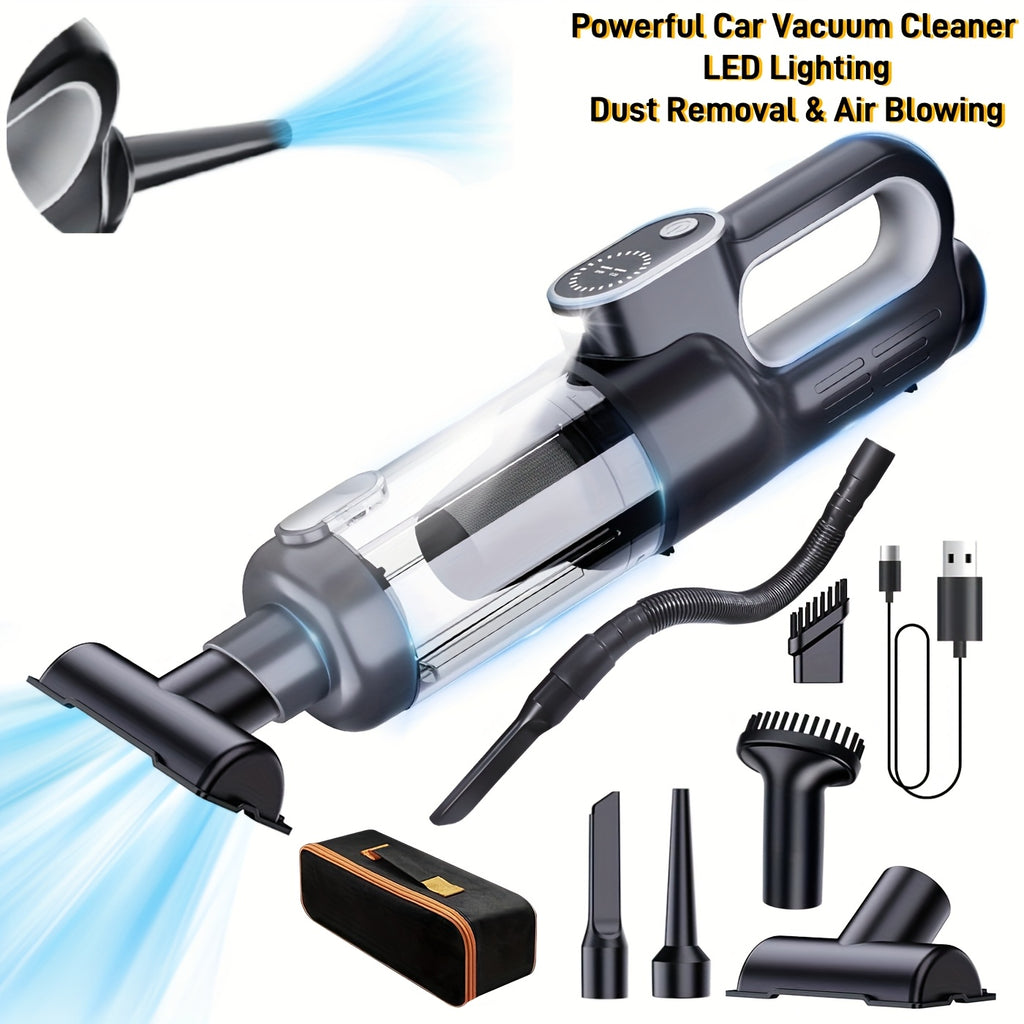 4-in-1 Wireless Car Vacuum Cleaner 25000Pa High Suction – 6000mAh USB Rechargeable, Dual Washable Filters, Low Noise, One-Key Dust, Portable Mini Handheld Vacuum for Car Home Office Pet Hair with Hose & Storage Bag