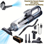 4-in-1 Wireless Car Vacuum Cleaner 25000Pa High Suction – 6000mAh USB Rechargeable, Dual Washable Filters, Low Noise, One-Key Dust, Portable Mini Handheld Vacuum for Car Home Office Pet Hair with Hose & Storage Bag