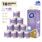 VINDA 4D Deluxe 4-Ply Ultra Soft Toilet Paper 10 Rolls – 100% Virgin Wood Pulp, No Lint Shedding, Fluorescent-Free, Septic Safe Bath Tissue for Home Bathroom
